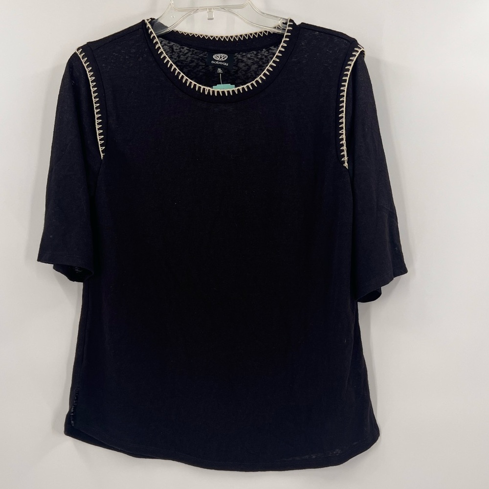 Bobeau short sleeve whipstitch detail tee new black size xl stitch fix